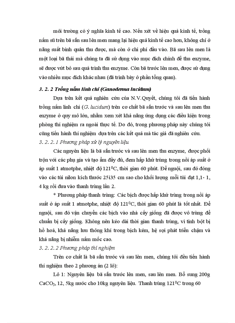 image for page Nghiên cứu hoàn thiện quy trình sử dụng bã sắn trước và sau lên men thu enzyme để nuôi trồng nấm ăn và nấm dược liệu 1