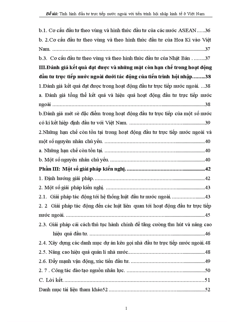 Tình hình đầu tư trực tiếp nước ngoài với tiến trình hội nhập kinh tế quốc tế ở Việt Nam 1