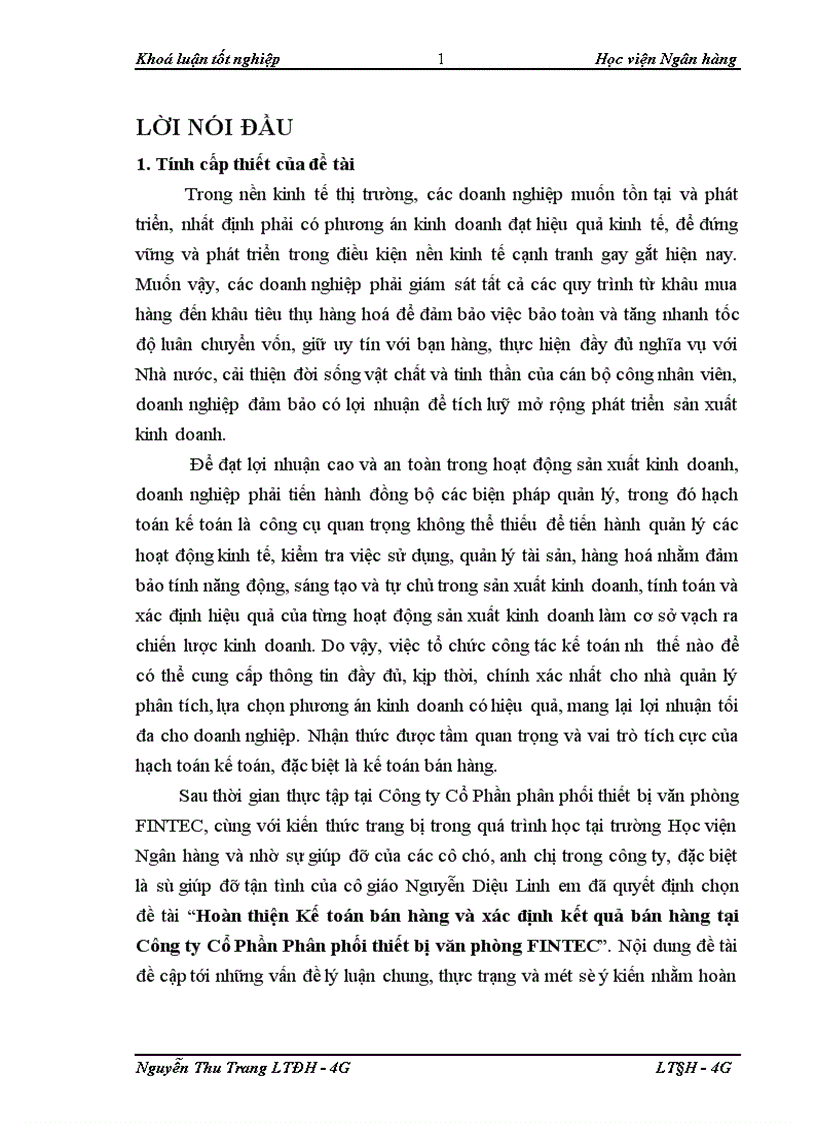 image for page Hoàn thiện kế toán bán hàng và xác định kết quả bán hàng tại Công ty Cổ Phần Phân phối thiết bị văn phòng FINTEC 1