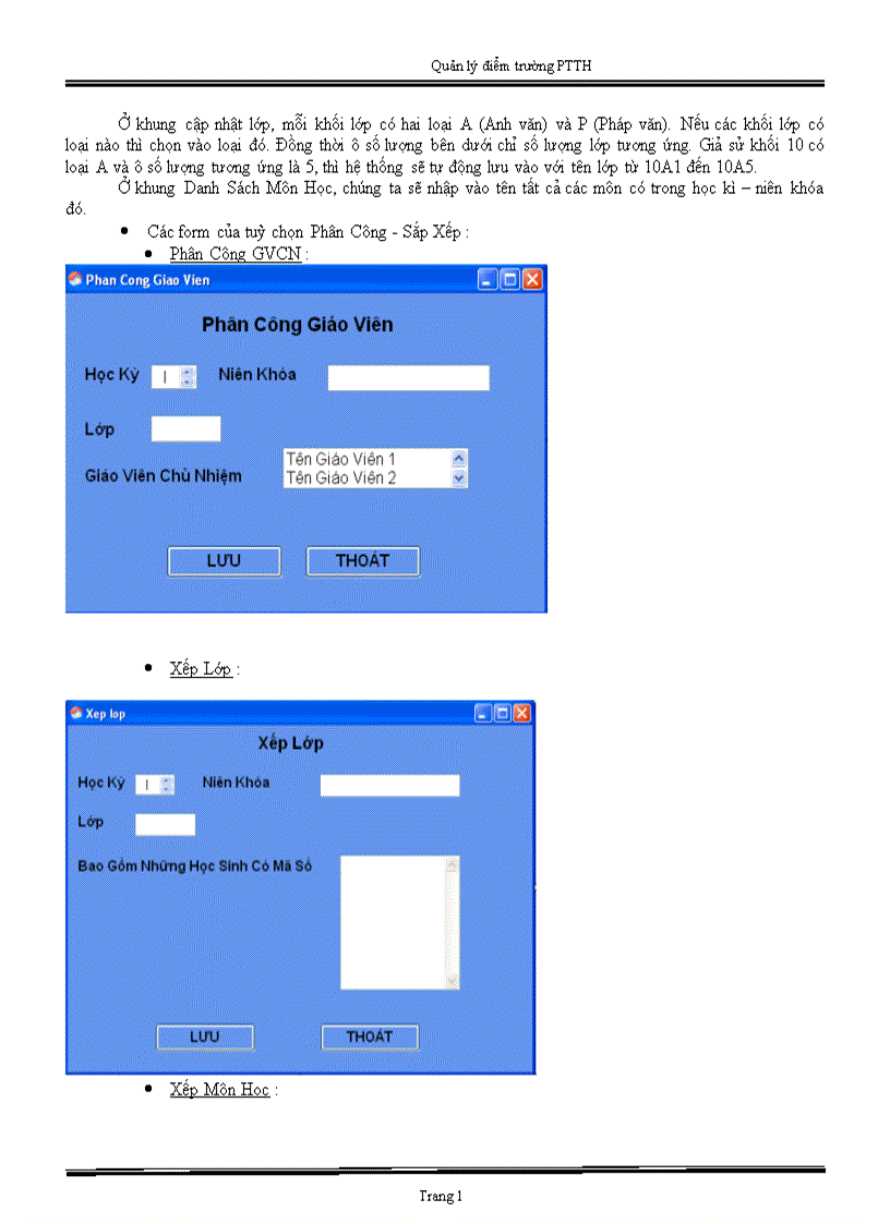 image for page Quản lý điểm trường Phổ Thông Trung Học