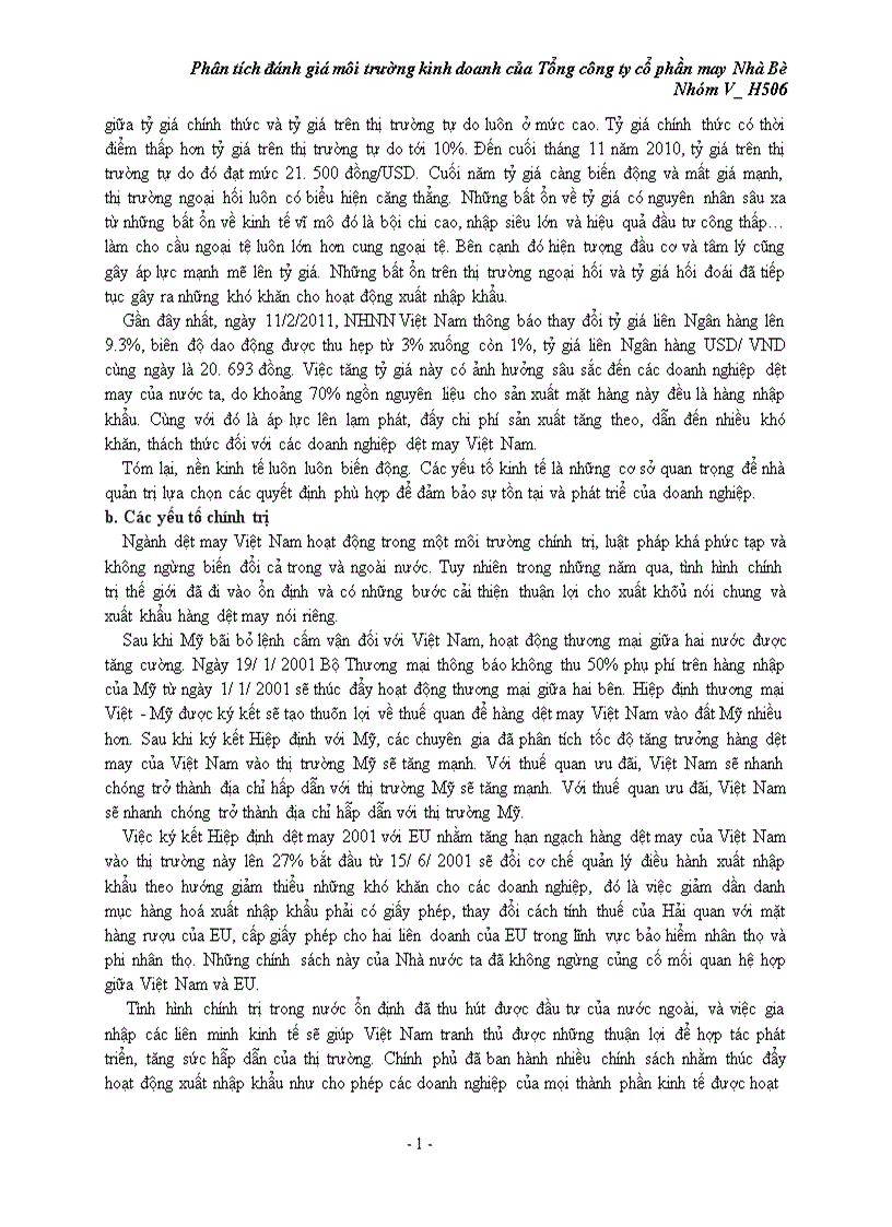 image for page Phân tích đánh giá môi trường kinh doanh của Tổng công ty cổ phần may Nhà Bè