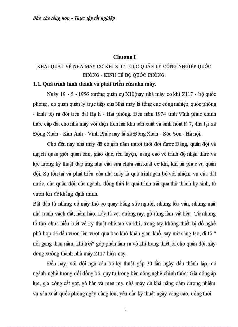 image for page Báo cáo tổng hợp về nhà máy cơ khí z117