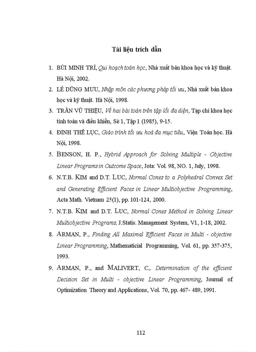 image for page Bài toán qui hoạch tuyến tính đa mục tiêu trong không gian giá trị