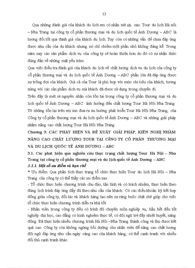 image for page Giải pháp nâng cao chất lượng Tour du lịch Hà Nội Nha Trang tại công ty cổ phần thương mại và du lịch quốc tế Ánh Dương ABC