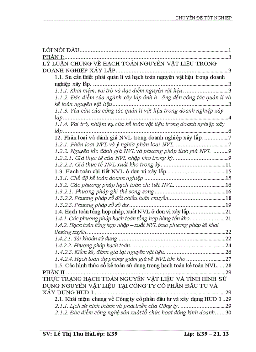 image for page Thực trạng hạch toán nguyên vật liệu và tình hình sử dụng nguyên vật liệu tại Công ty Cổ phần Đầu tư và Xây dựng HUD1