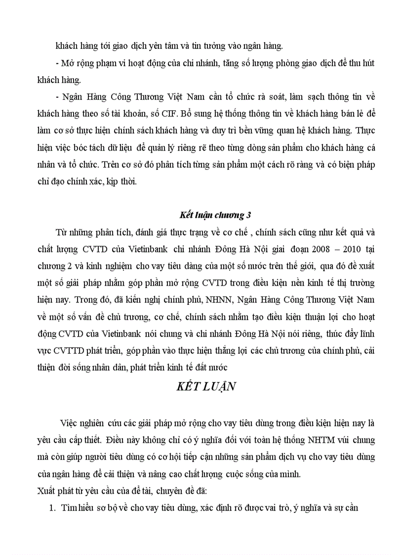 image for page Giải pháp mở rộng cho vay tiêu dùng tại Ngân Hàng TMCP Công Thương Việt Nam chi nhánh Đông Hà Nội 1