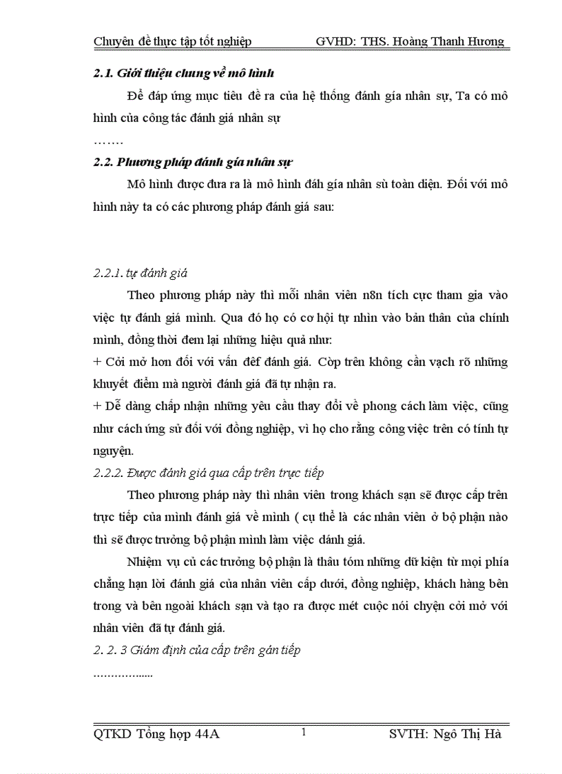 image for page Hoàn thiện mô hình đánh giá nhân sự tại khách sạn Heritage Hạ long 1