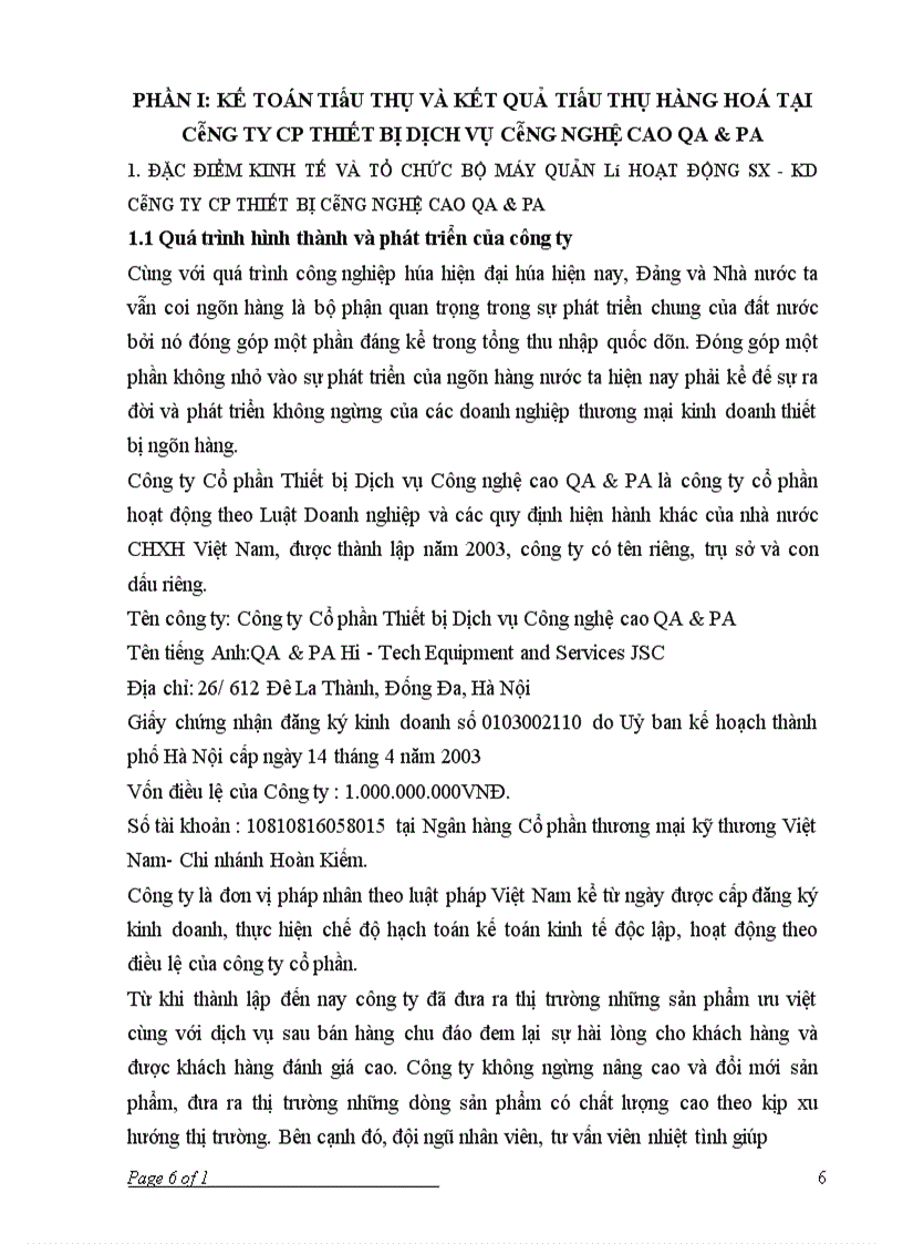 image for page Kế toán tiêu thụ và xác định kết quả hoạt động kinh doanh tại Công ty CP Thiết bị Dịch vụ Công nghệ cao QA PA