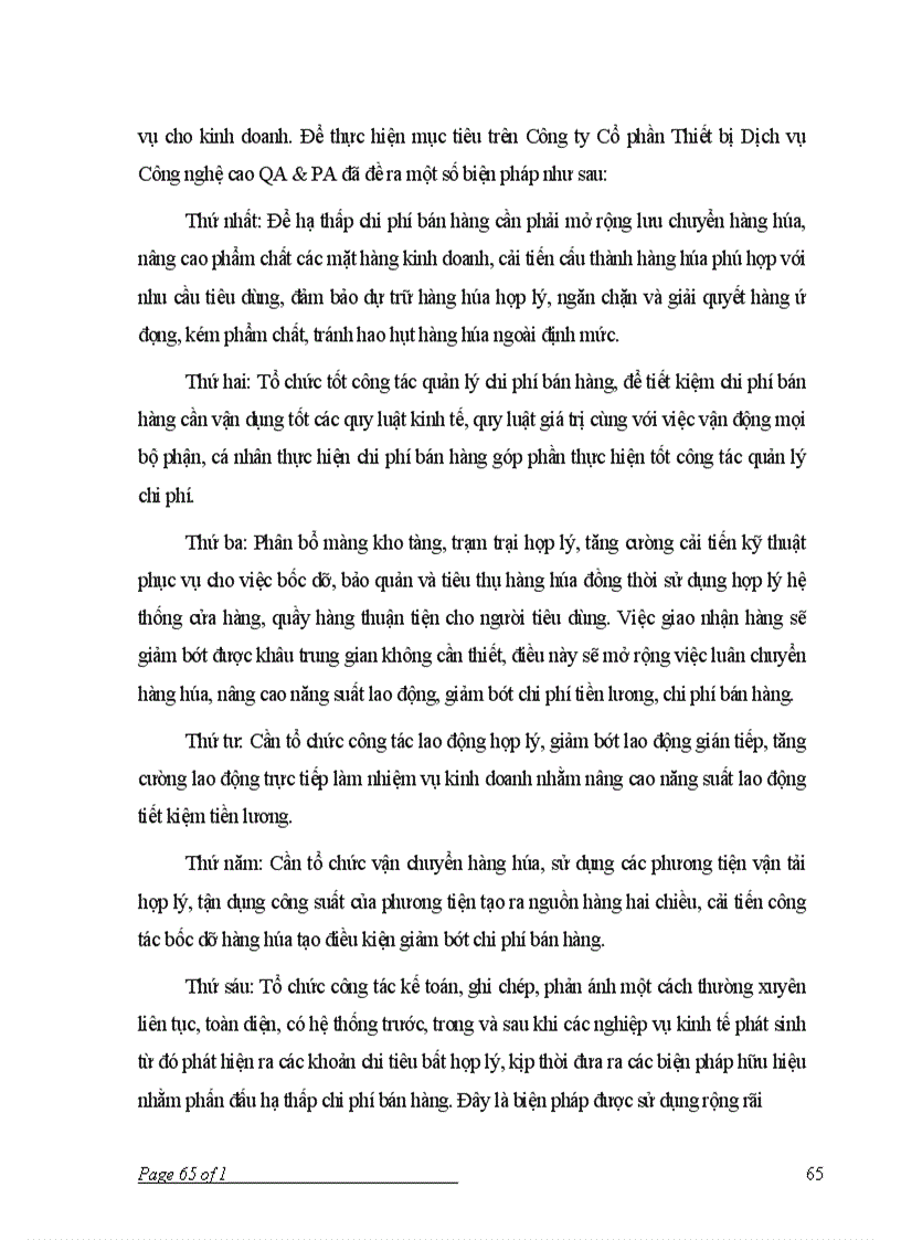 image for page Kế toán tiêu thụ và xác định kết quả hoạt động kinh doanh tại Công ty CP Thiết bị Dịch vụ Công nghệ cao QA PA