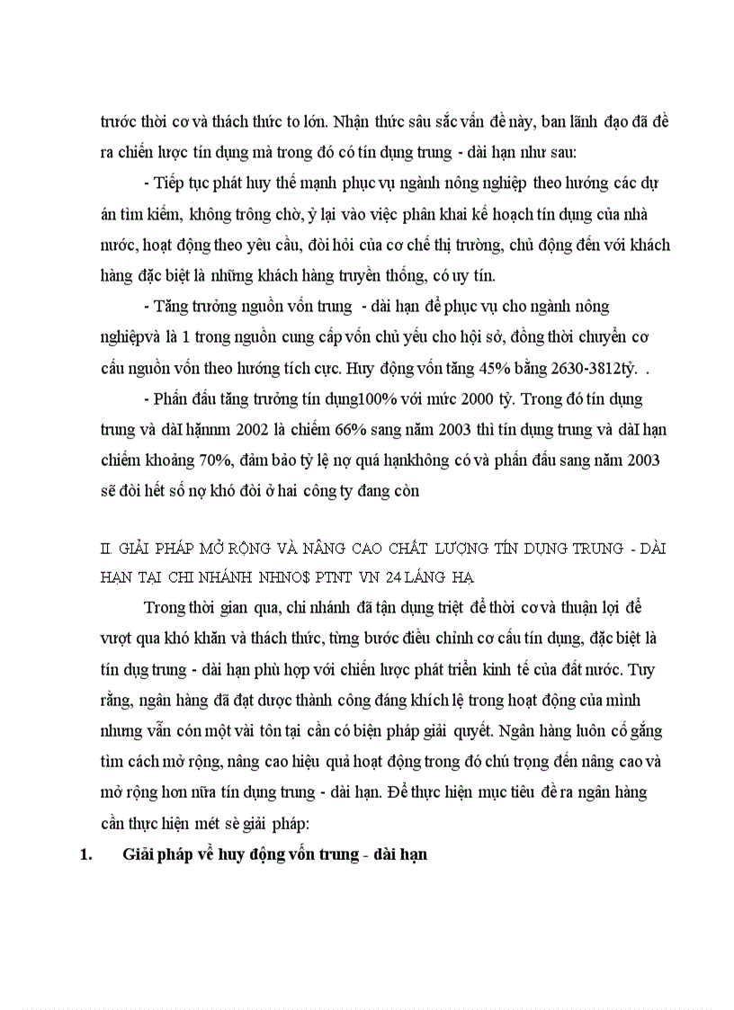 image for page Giải pháp nâng cao chất lượng tín dụng trung dài hạn tại chi nhánh NHNo PTNT 24 Láng Hạ 1