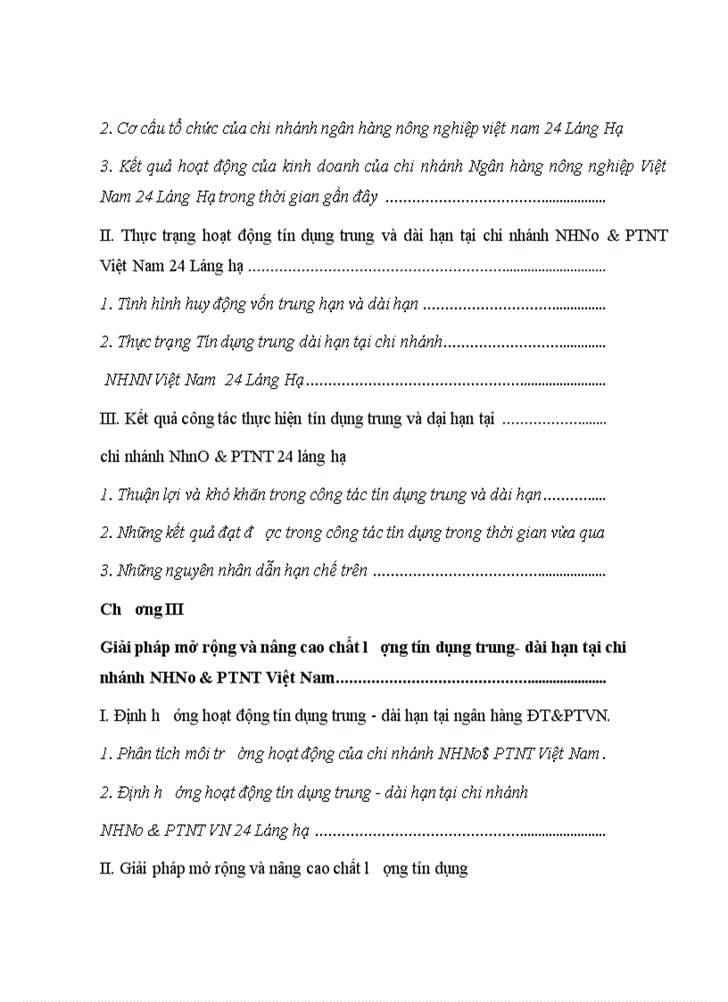 image for page Giải pháp nâng cao chất lượng tín dụng trung dài hạn tại chi nhánh NHNo PTNT 24 Láng Hạ 1