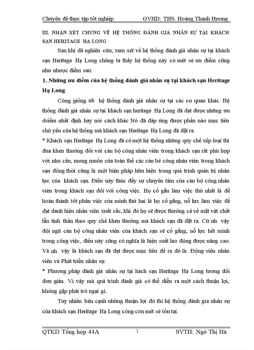 image for page Hoàn thiện mô hình đánh giá nhân sự tại khách sạn Heritage Hạ long 1