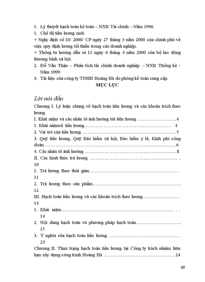image for page Hạch toán tiền lương và các khoản trích theo lương tại Công ty trách nhiệm hữu hạn xây dựng công trình Hoàng Hà 1