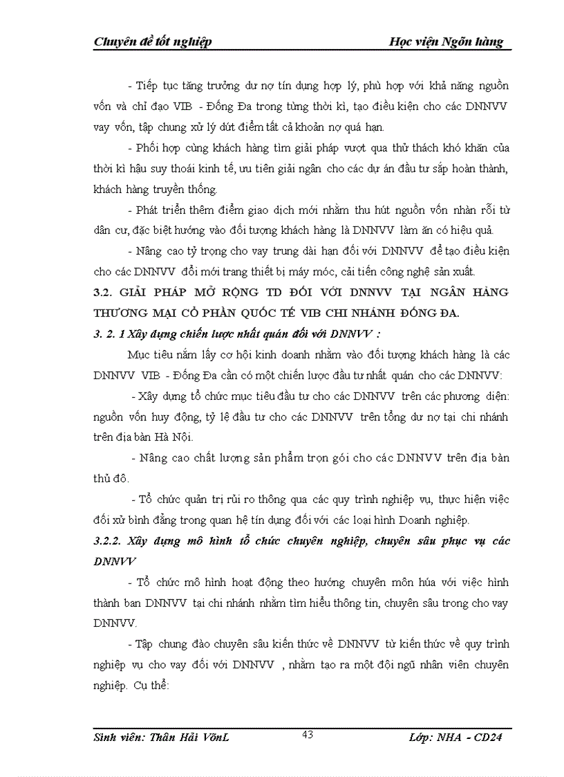 image for page Giải pháp mở rộng tín dụng đối với Doanh nghiệp nhỏ và vừa tại NHTMCP quốc tế VIB bank chi nhánh Đống Đa