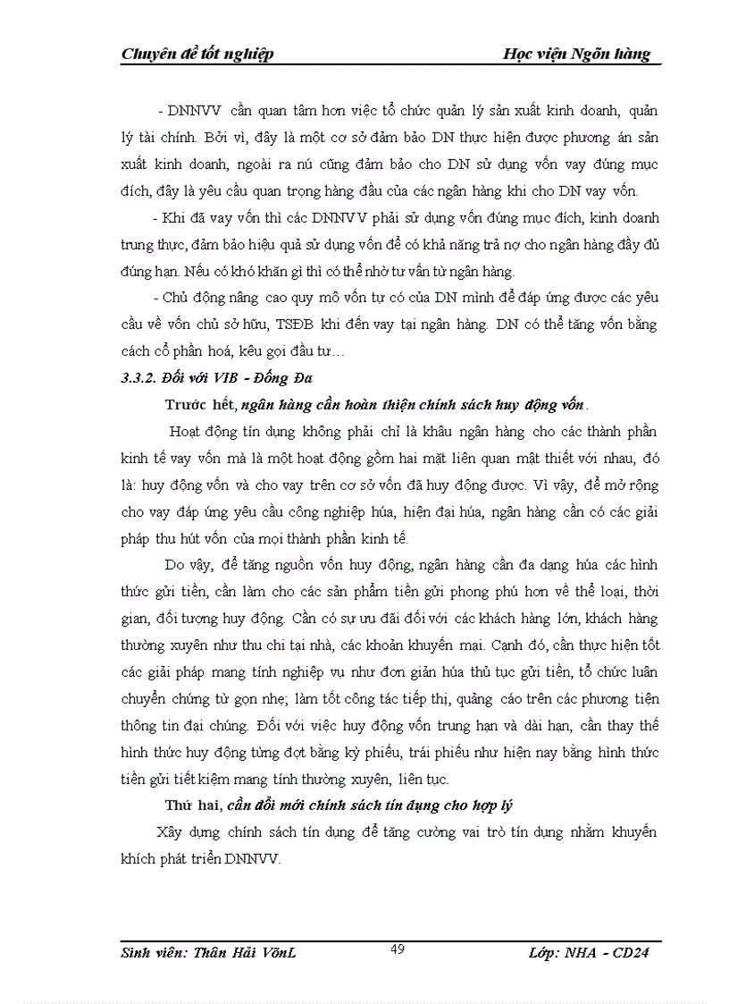 image for page Giải pháp mở rộng tín dụng đối với Doanh nghiệp nhỏ và vừa tại NHTMCP quốc tế VIB bank chi nhánh Đống Đa