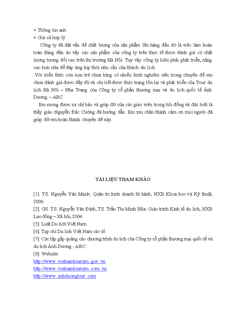 image for page Giải pháp nâng cao chất lượng Tour du lịch Hà Nội Nha Trang tại công ty cổ phần thương mại và du lịch quốc tế Ánh Dương ABC 1