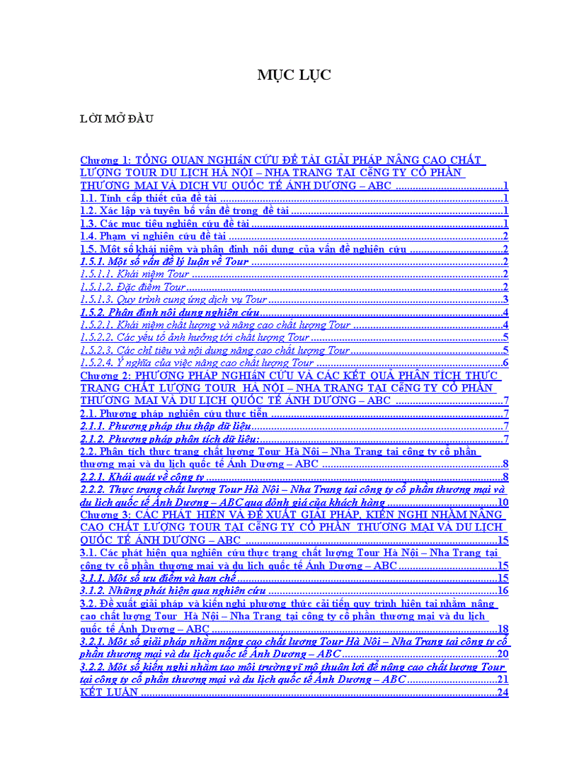 image for page Giải pháp nâng cao chất lượng Tour du lịch Hà Nội Nha Trang tại công ty cổ phần thương mại và du lịch quốc tế Ánh Dương ABC 1