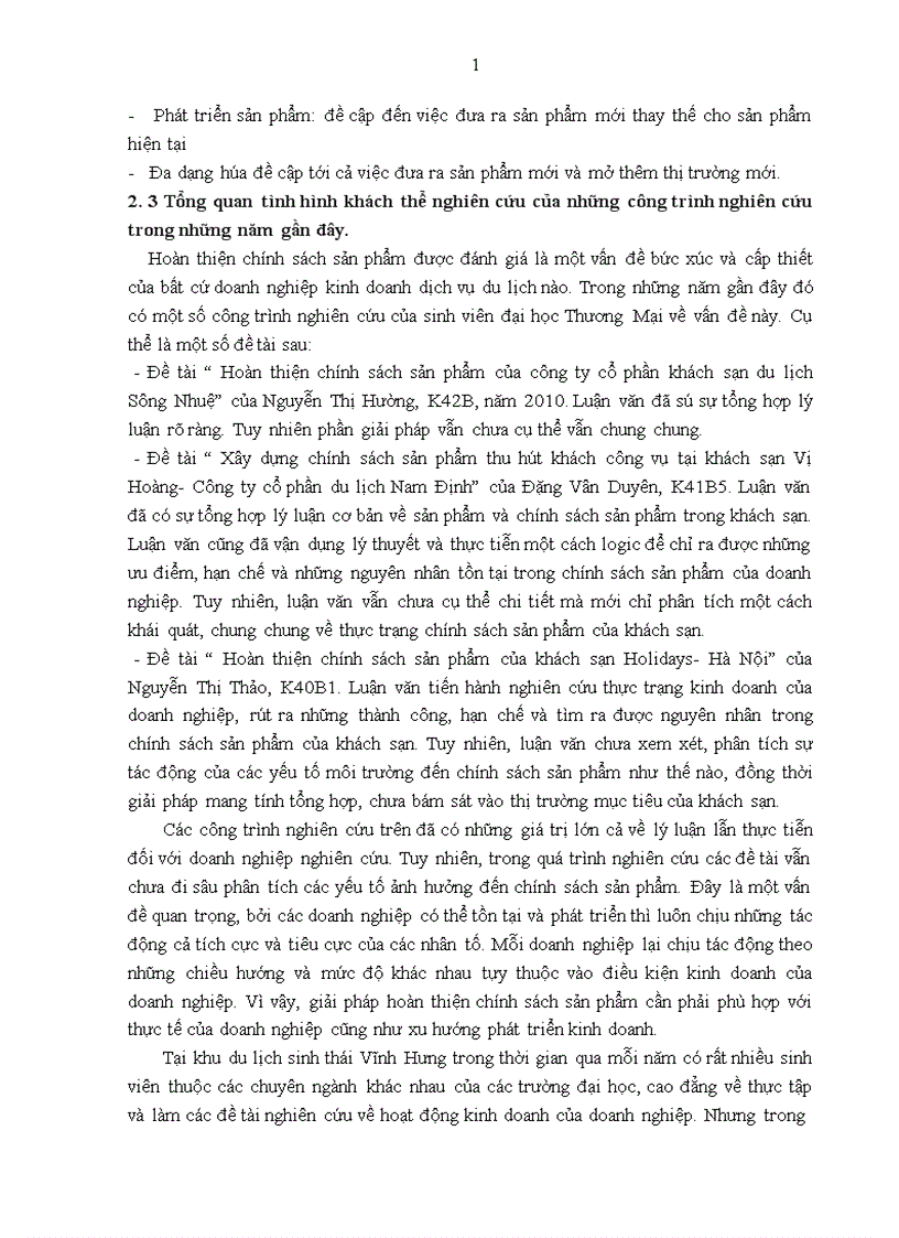 image for page Giải pháp hoàn thiện chính sách sản phẩm của Khu du lịch sinh thái Vĩnh Hưng