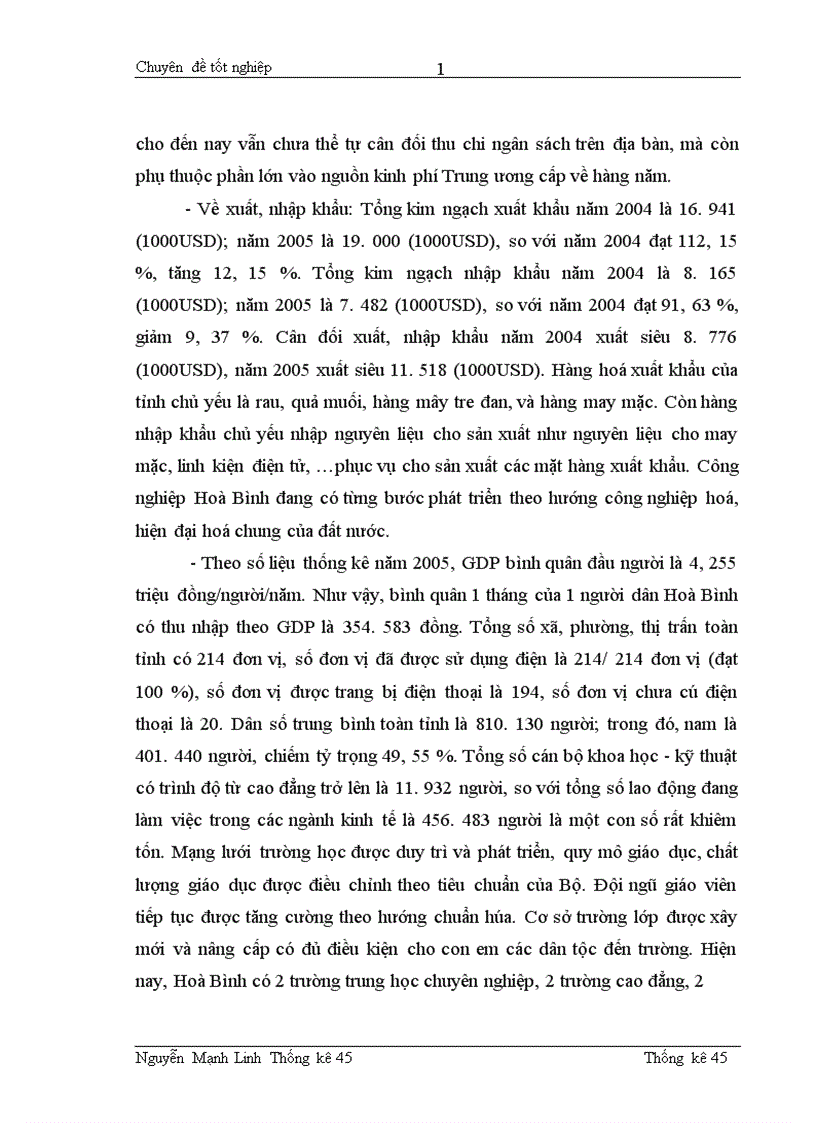 Nghiên cứu thống kê hoạt động sản xuất kinh doanh của ngành công nghiệp tỉnh Hoà Bình giai đoạn 1997 2005 1