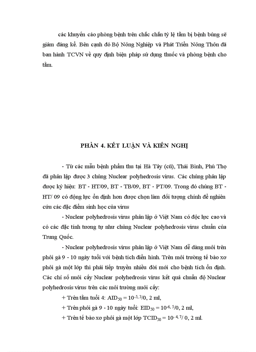 image for page Nghiên cứu một số đặc tính sinh học của Nuclear polydrosis virrus gây bệnh bủng tằm và đề xuất biện pháp phòng trị bệnh 1