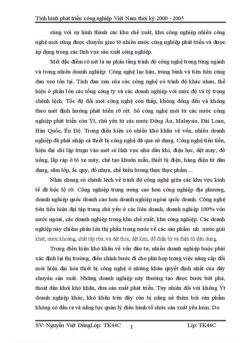 image for page Vận dụng phương pháp dãy số thời gian phân tích tình hình phát triển công nghiệp Việt Nam từ 2000 2005 và dư đoán ngắn hạn đến 2007