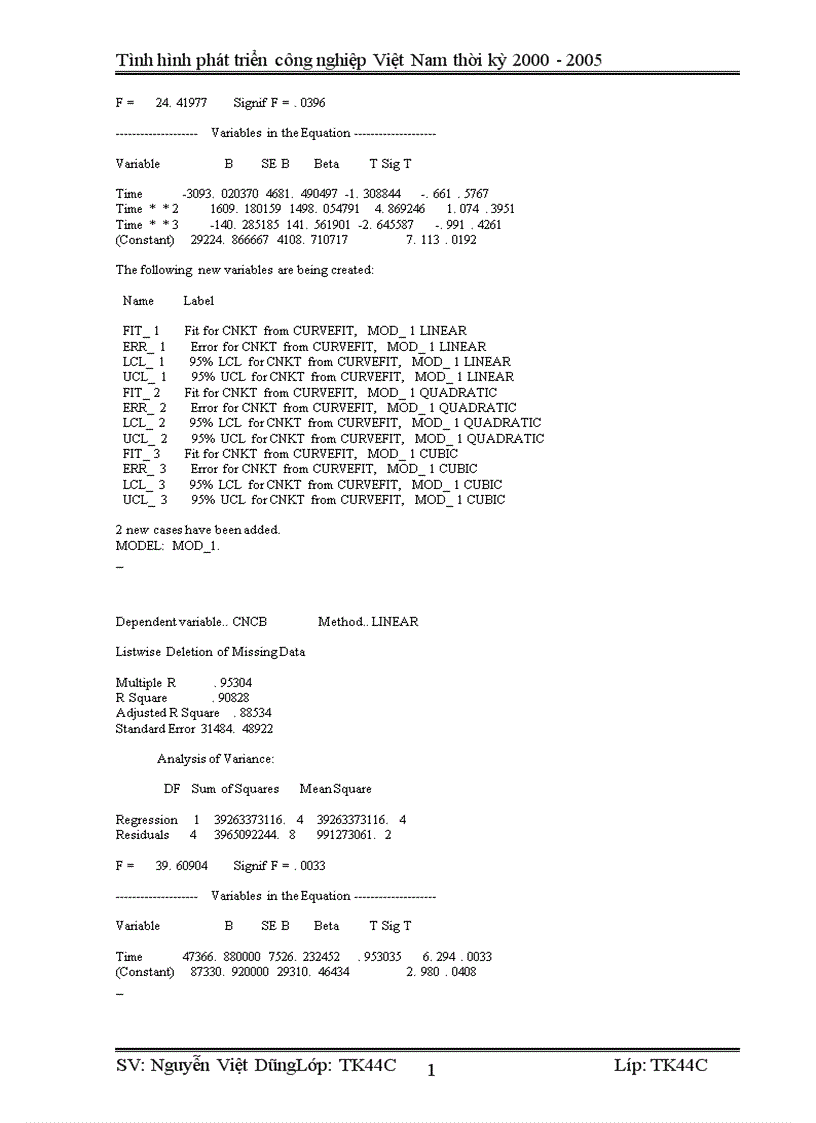 image for page Vận dụng phương pháp dãy số thời gian phân tích tình hình phát triển công nghiệp Việt Nam từ 2000 2005 và dư đoán ngắn hạn đến 2007