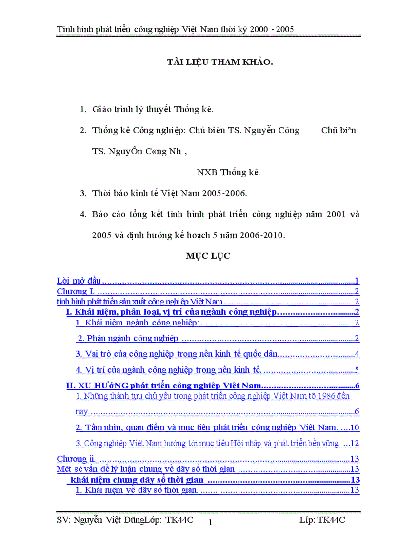 image for page Vận dụng phương pháp dãy số thời gian phân tích tình hình phát triển công nghiệp Việt Nam từ 2000 2005 và dư đoán ngắn hạn đến 2007