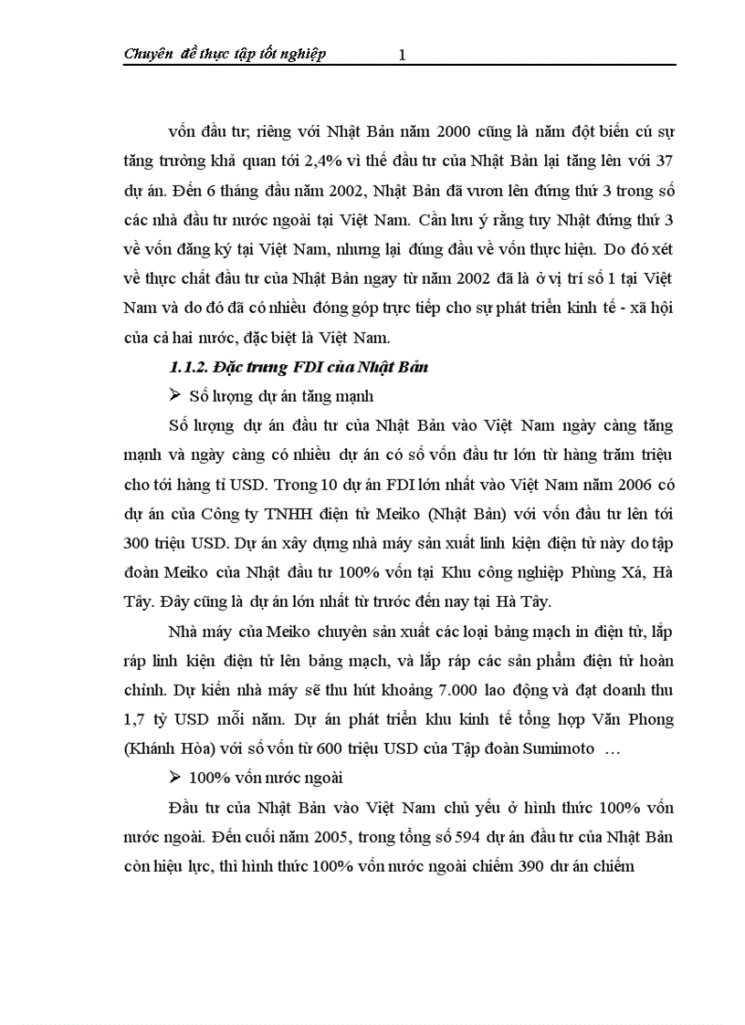 Thực trạng và giải pháp thu hút FDI của Nhật Bản vào miền Bắc Việt Nam 1