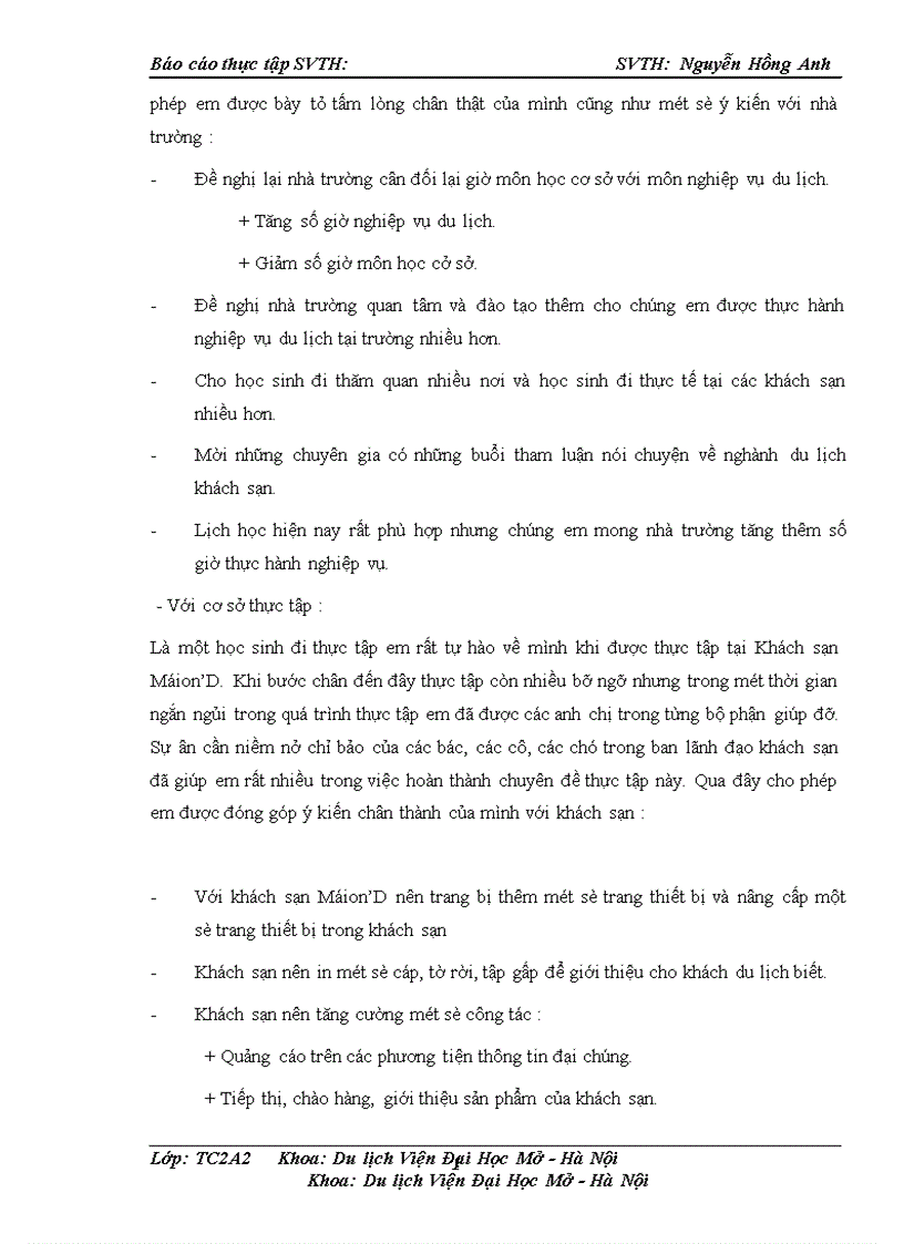 image for page Báo cáo thực tập tổng hợp tại khách sạn Maison D Hanoi Hanova 1