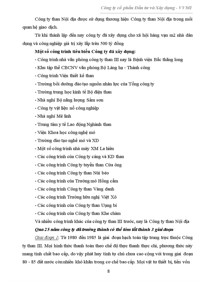 image for page Báo cáo tổng hợp về Công ty Cổ phần Đầu tư và Xây dựng VVMI