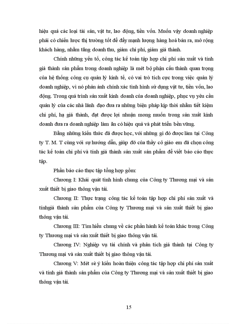 Thực trạng công tác kế toán tập hợp chi phí sản xuất và tínhgiá thành sản phẩm của Công ty Thương mại và sản xuất thiết bị giao thông vận tải 1