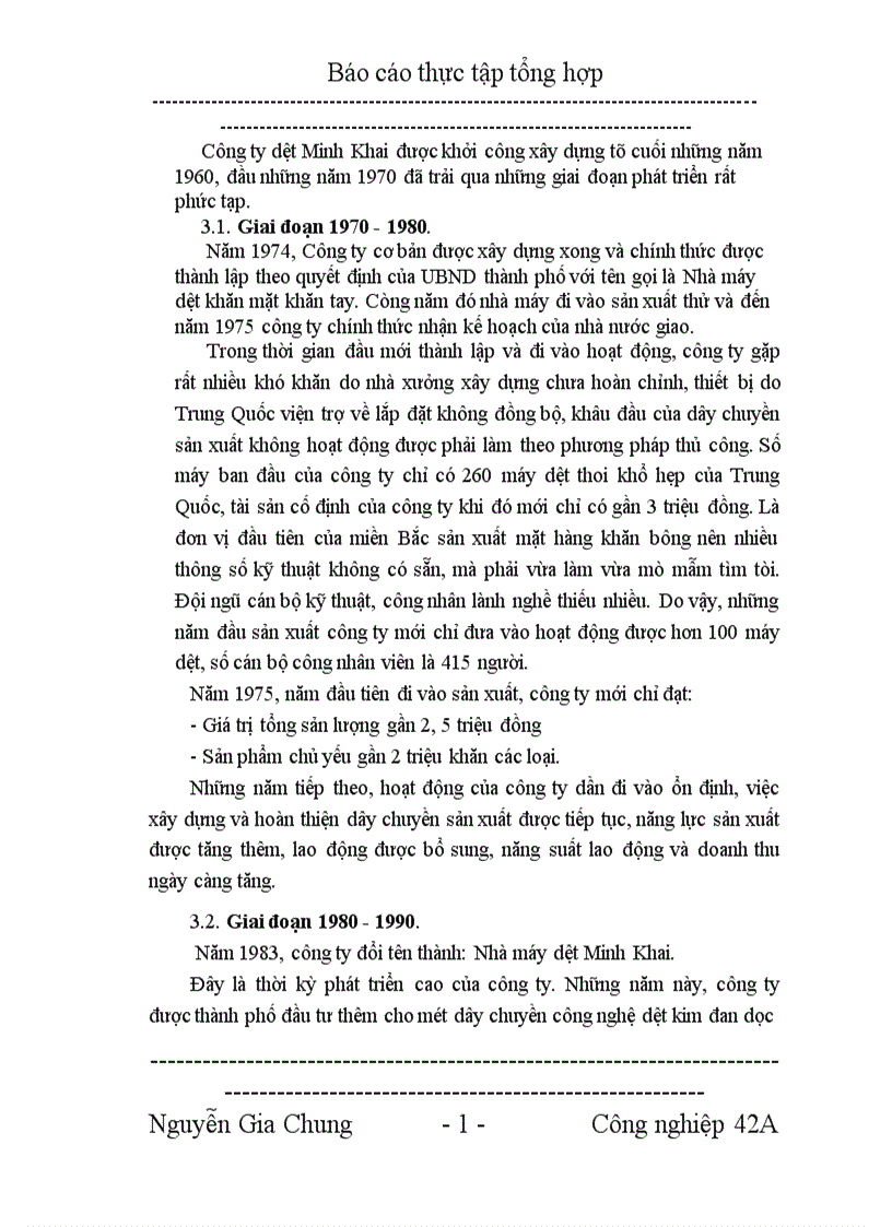 image for page Báo cáo tổng hợp về Công ty dệt MINH KHAI