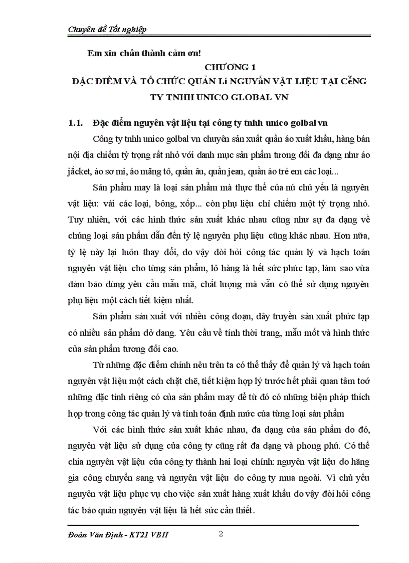 image for page Hoàn thiện công tác kế toán nguyên vật liệu tại Công ty TNHH UNICO GLOBAL VN