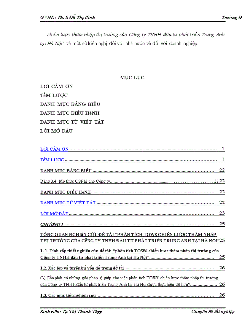 image for page Phân tích TOWS chiến lược thâm nhập thị trường của Công ty TNHH đầu tư phát triển Trung Anh tại Hà Nội 1