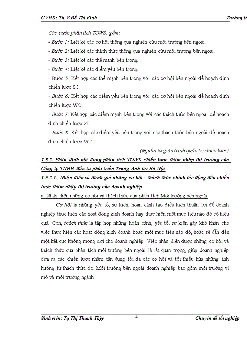 image for page Phân tích TOWS chiến lược thâm nhập thị trường của Công ty TNHH đầu tư phát triển Trung Anh tại Hà Nội 1