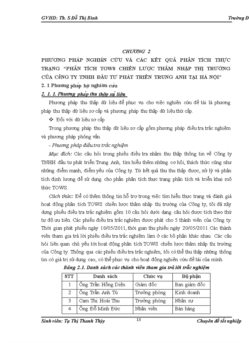 image for page Phân tích TOWS chiến lược thâm nhập thị trường của Công ty TNHH đầu tư phát triển Trung Anh tại Hà Nội 1