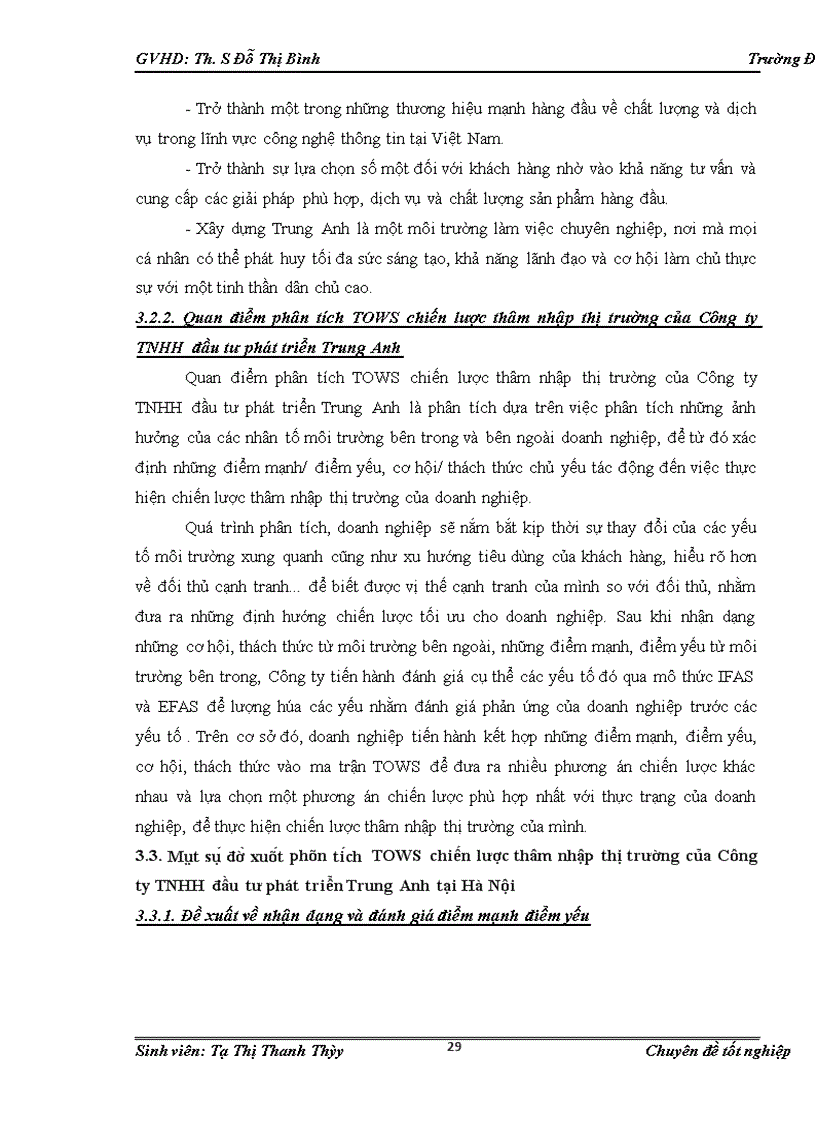 image for page Phân tích TOWS chiến lược thâm nhập thị trường của Công ty TNHH đầu tư phát triển Trung Anh tại Hà Nội 1
