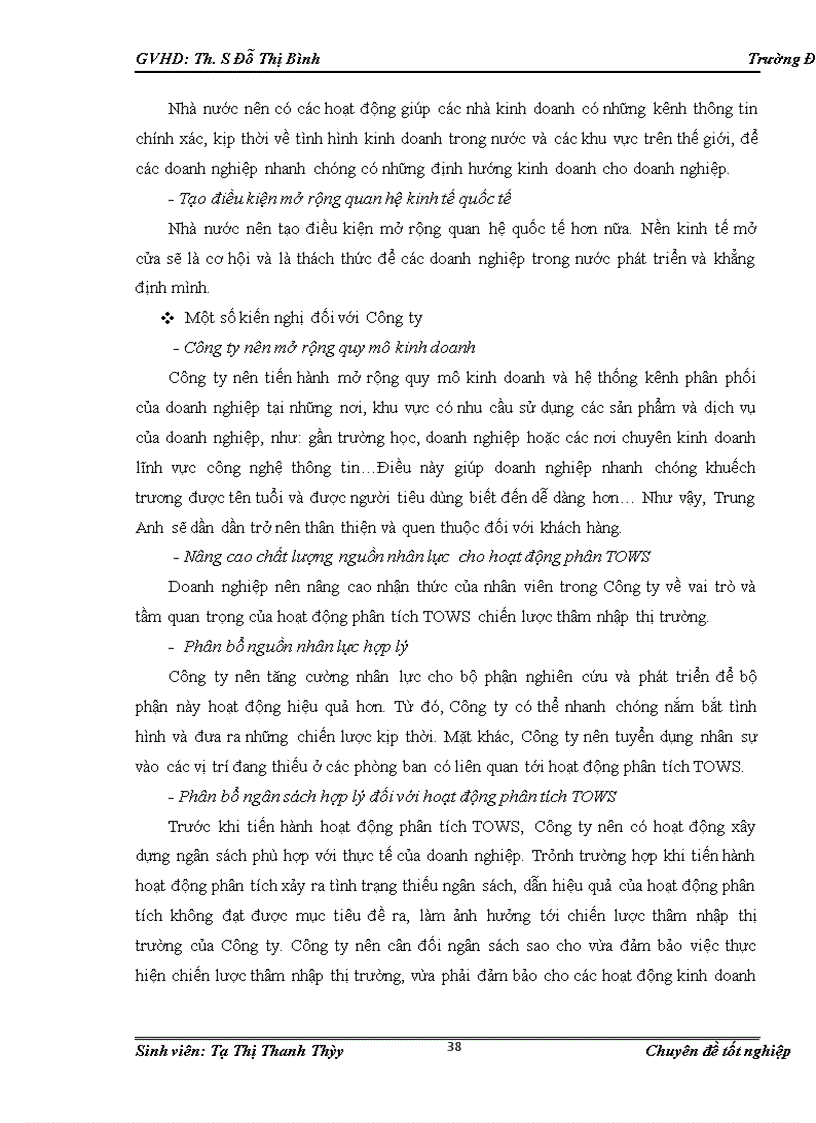 image for page Phân tích TOWS chiến lược thâm nhập thị trường của Công ty TNHH đầu tư phát triển Trung Anh tại Hà Nội 1