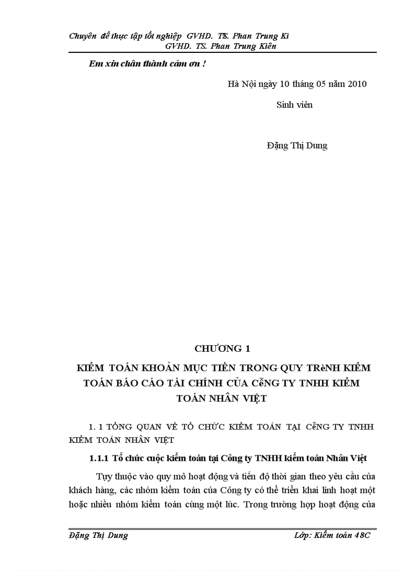 image for page Kiểm toán khoản mục tiền trong quy trình kiểm toán báo cáo tài chính do công ty tnhh kiểm toán nhân việt thực hiện