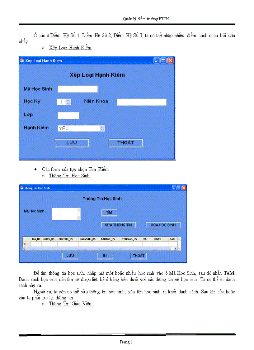 image for page Phân tích hệ thống quản lý điểm ở Trường Phổ thông trung học 1