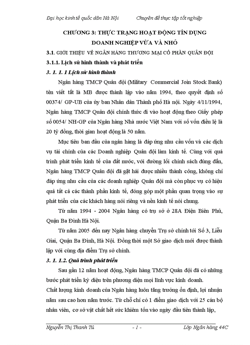 image for page Mở rộng tín dụng đối với các doanh nghiệp vừa và nhỏ tại sở giao dịch ngân hàng thương mại cổ phần Quân đội 1