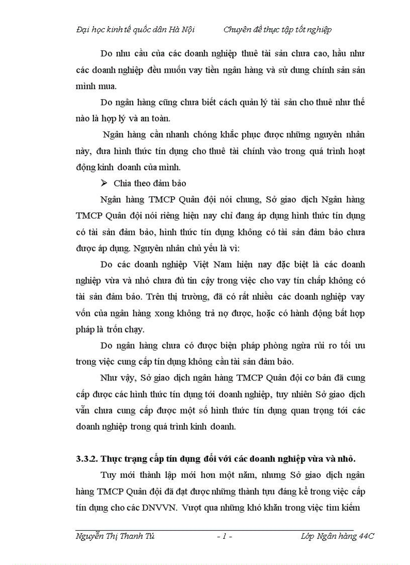 image for page Mở rộng tín dụng đối với các doanh nghiệp vừa và nhỏ tại sở giao dịch ngân hàng thương mại cổ phần Quân đội 1