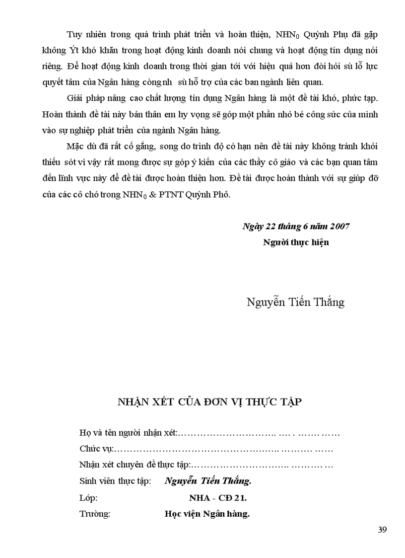 image for page Giải pháp nâng cao chất lượng tín dụng Ngân hàng tại chi nhánh Ngân hàng nông nghiệp huyện Quỳnh Phụ tỉnh Thái Bình 1