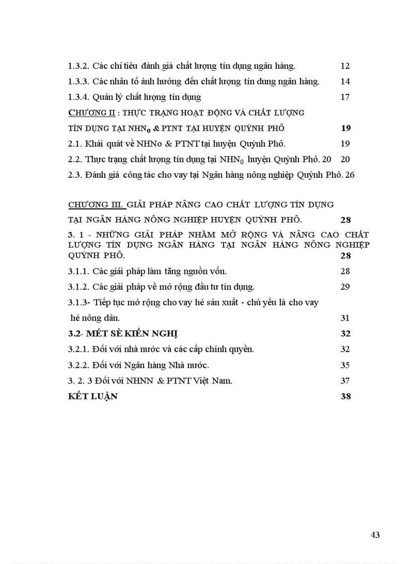 image for page Giải pháp nâng cao chất lượng tín dụng Ngân hàng tại chi nhánh Ngân hàng nông nghiệp huyện Quỳnh Phụ tỉnh Thái Bình 1