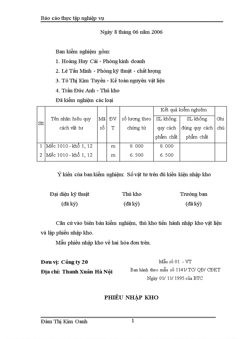image for page Tổ chức kế toán nguyên vật liệu ở Công ty 20 Tổng cục Hậu cần Bộ Quốc phòng 1
