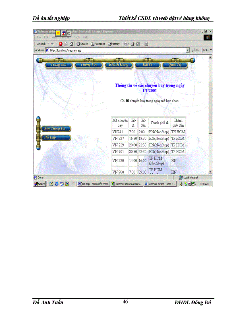 image for page Thiết kế CSDL và web đặt vé hàng không