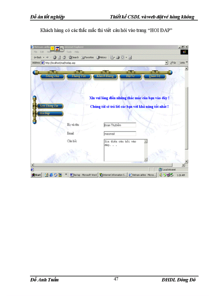 image for page Thiết kế CSDL và web đặt vé hàng không