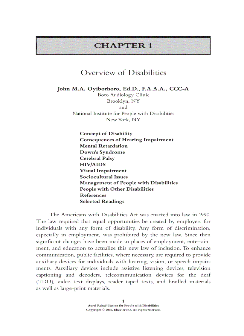 image for page Aural Rehabilitation for People with Disabilities