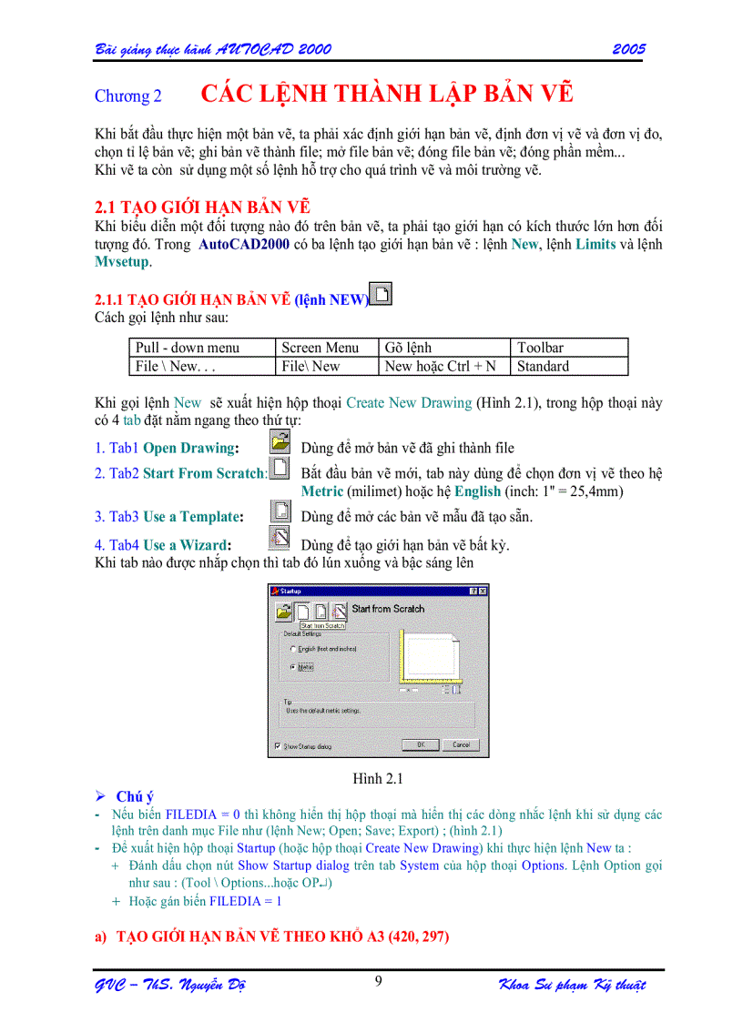 image for page Bài Giảng Thực Hành Autocad 2000