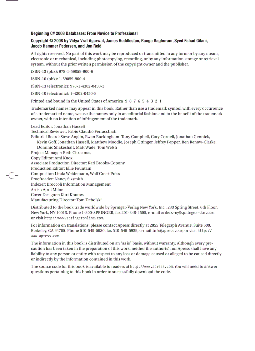 image for page Beginning C 2008 Databases From Novice to Professional